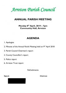 April 2019 meetings | Arreton Village